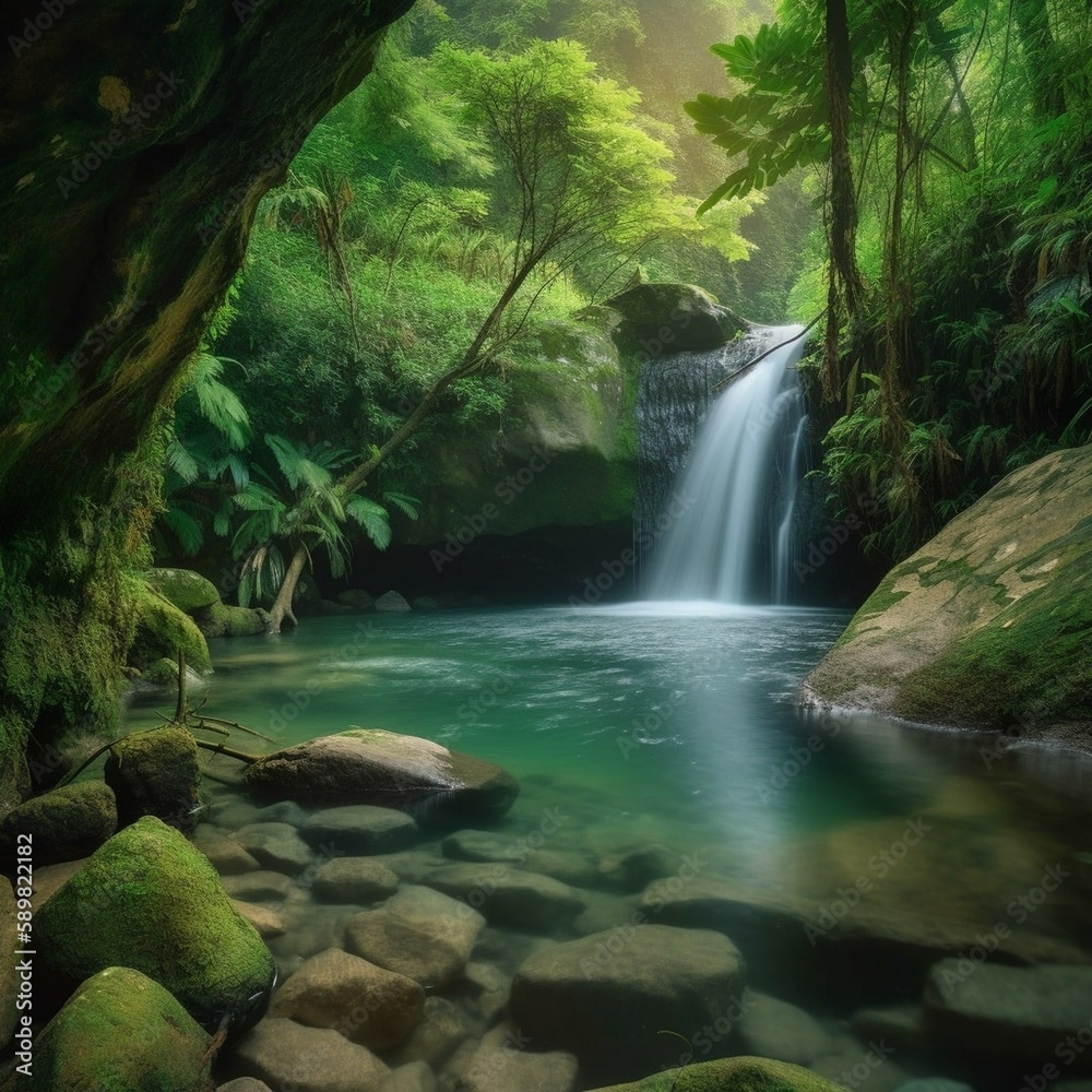 Beautiful landscape, lakes, waterfalls and rocks Beautiful landscape, lakes, waterfalls and rocks