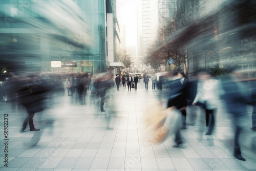 People at rush hour, walking commuting city concept. Generative ai.