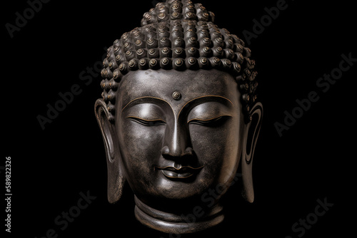 Wallpaper Mural Buddha statue on black background, Generative AI Torontodigital.ca