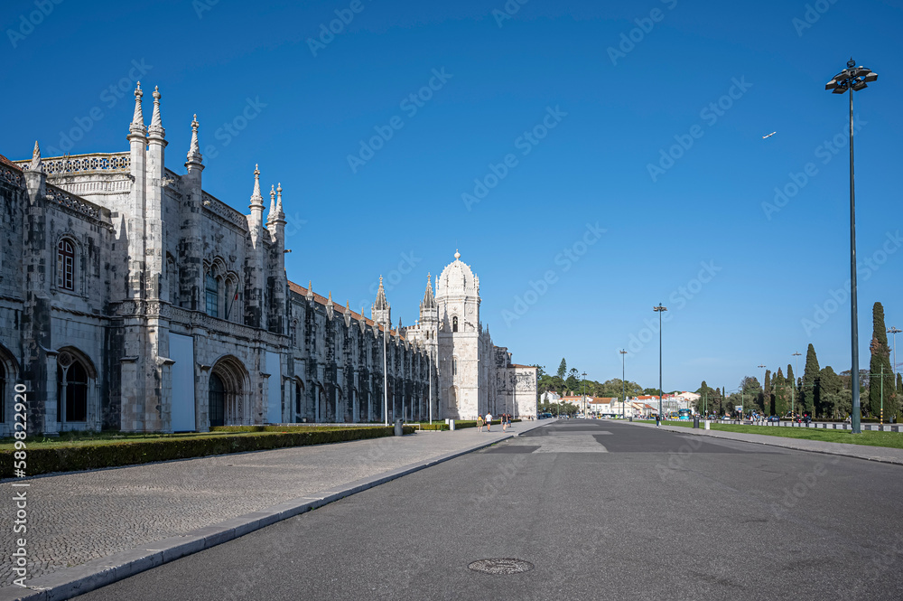 The Jeronimos Monastery exterior in Lisbon, Portugal
