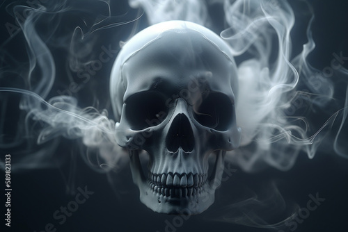 Abstract  surreal  creepy skull of smoke. Generative ai.