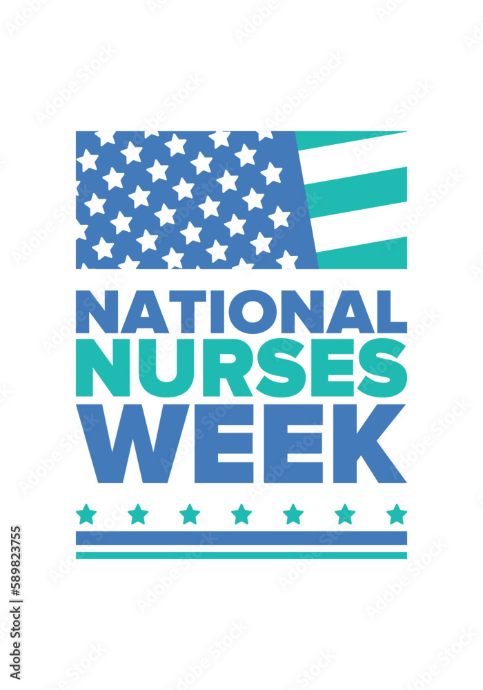 National Nurses Week. Thank you nurses. Medical and health care concept. Fighters against viruses and diseases. In honour of the doctors. Celebrated annual in United States. Vector illustration poster National Nurses Week. Thank you nurses. Medical and health care concept. Fighters against viruses and diseases. In honour of the doctors. Celebrated annual in United States. Vector illustration poster