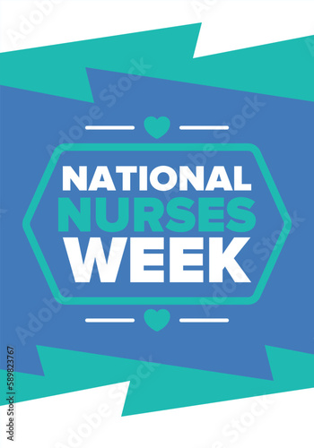 National Nurses Week. Thank you nurses. Medical and health care concept. Fighters against viruses and diseases. In honour of the doctors. Celebrated annual in United States. Vector illustration poster