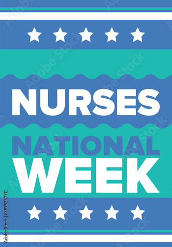 National Nurses Week. Thank you nurses. Medical and health care concept. Fighters against viruses and diseases. In honour of the doctors. Celebrated annual in United States. Vector illustration poster