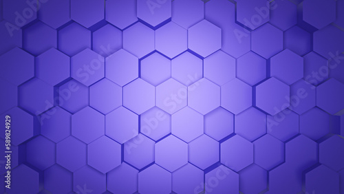 Fototapeta Naklejka Na Ścianę i Meble -  Purple hexagonal background with hexagons, abstract futuristic geometric backdrop or wallpaper with copy space for text