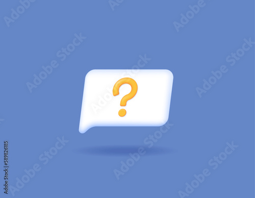 FAQs or Frequently Asked Questions. Help Center, customer questions, and guide information. icon or symbol of chat bubble and question mark. 3d and realistic concept design. vector elements