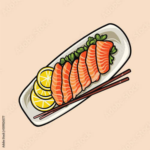 Salmon sashimi food vector