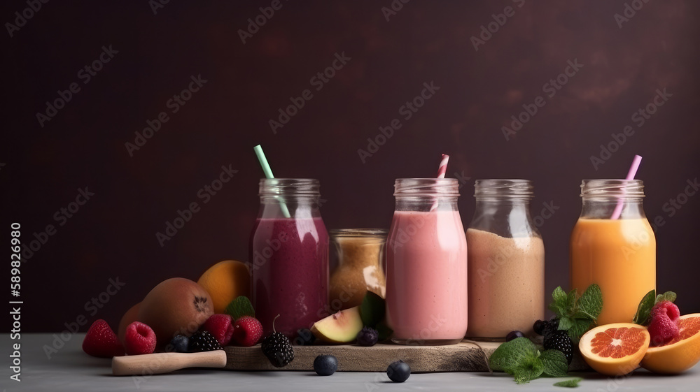 Natural fresh smoothie. Illustration AI Generative. Natural fresh smoothie. Illustration AI Generative.