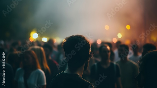 Crowd at concert. Illustration AI Generative