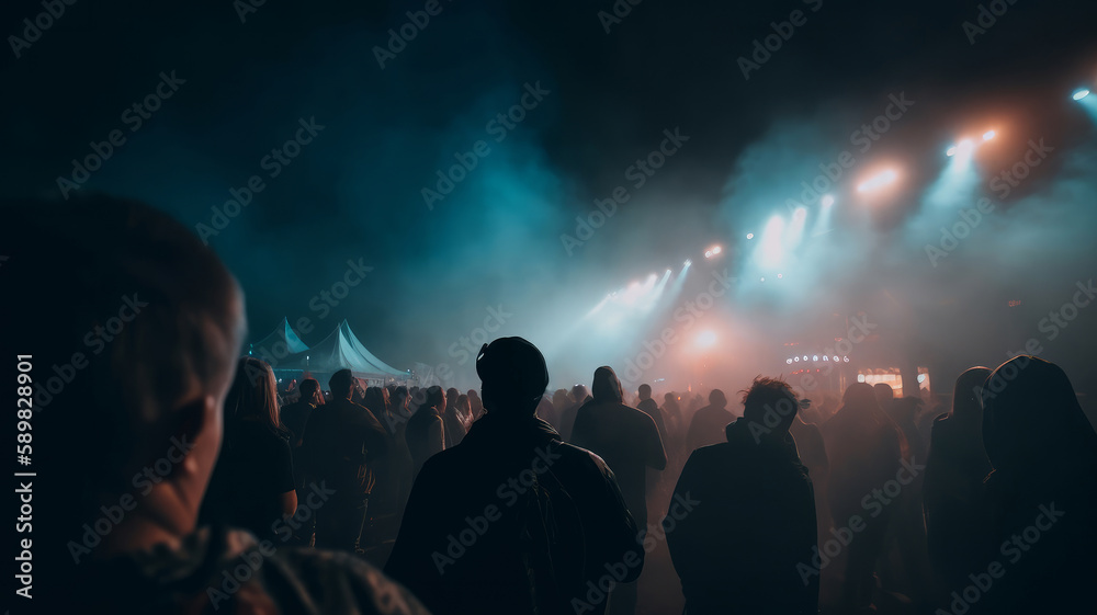 Crowd at concert. Illustration AI Generative