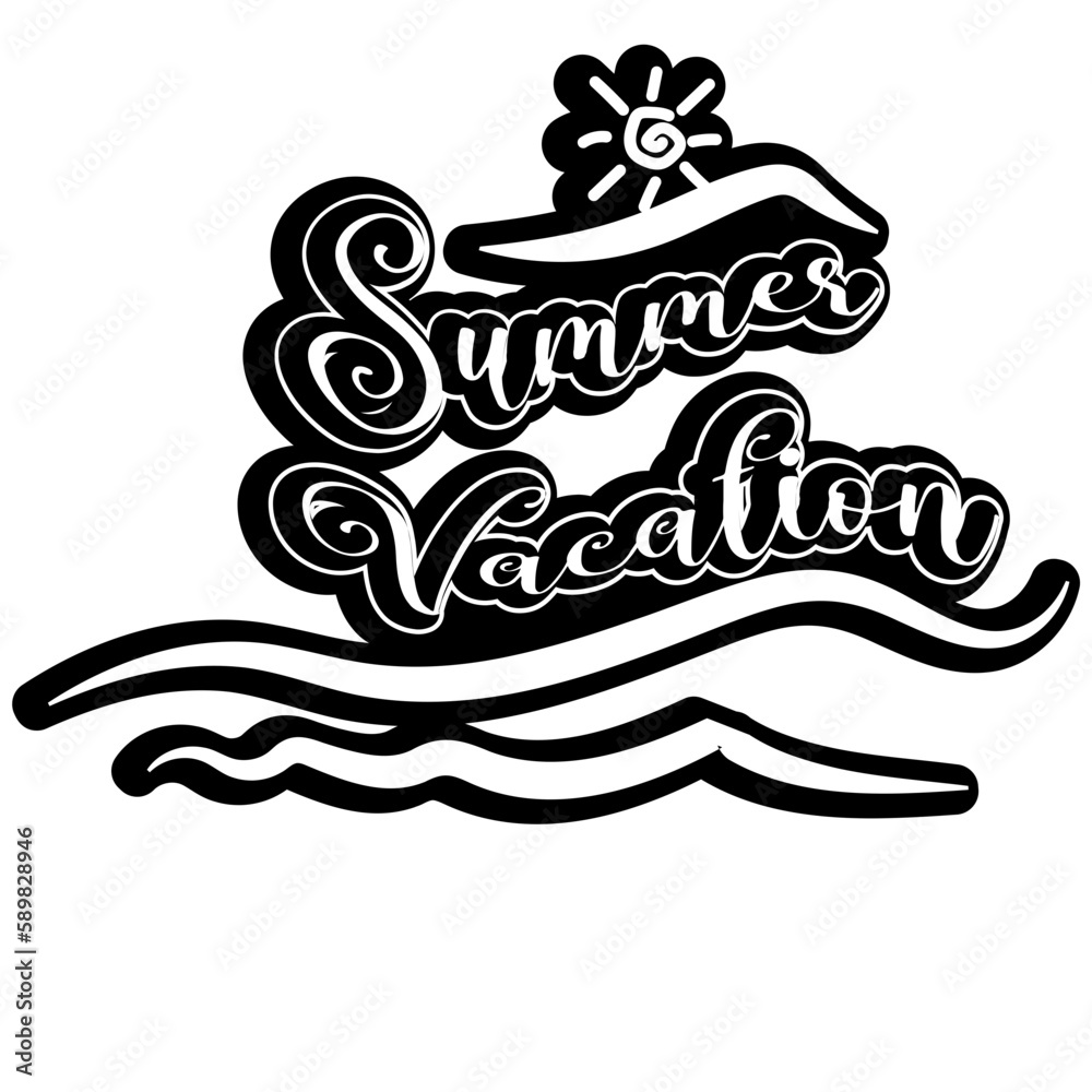 Summer vacation wordart silhouette