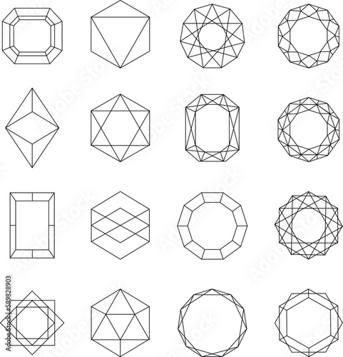 A collection of geometric shapes for artwork compositions