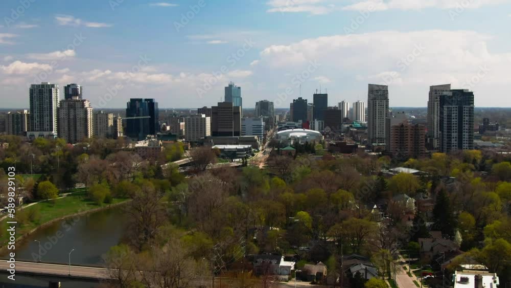 Aerial view of cityscape Ontario surrounded by buildings Aerial view of cityscape Ontario surrounded by buildings
