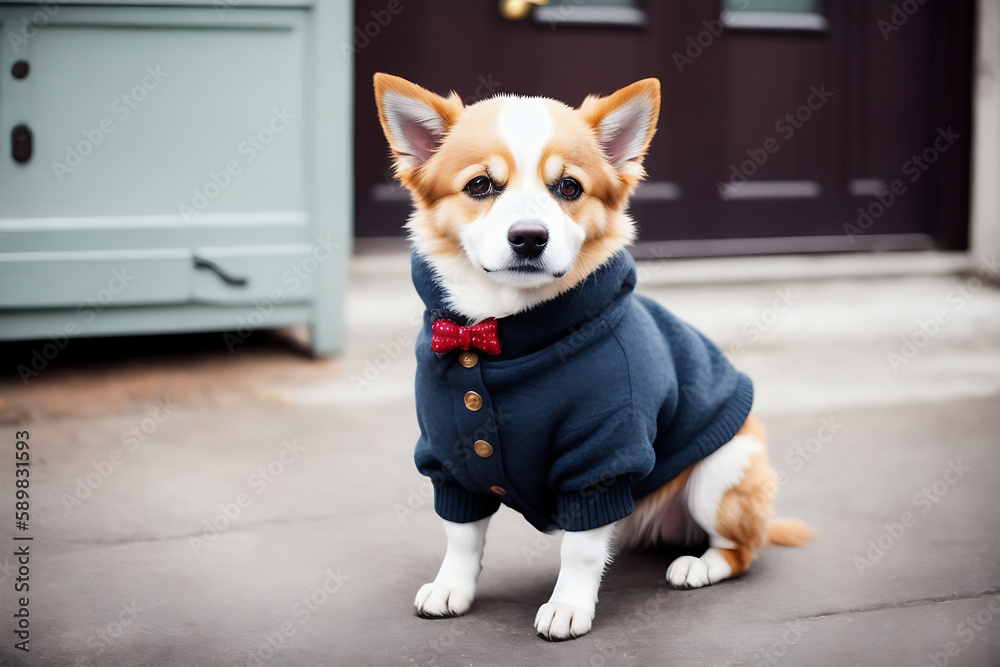 Portrait of a adorable dog, funny and cute face closeup, wear a warmer clothes, ready for christmas, isolated on beautiful bokeh background, created with generative ai Portrait of a adorable dog, funny and cute face closeup, wear a warmer clothes, ready for christmas, isolated on beautiful bokeh background, created with generative ai