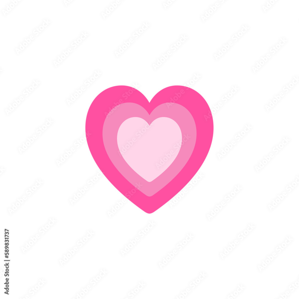 3 layers of bright pink hearts