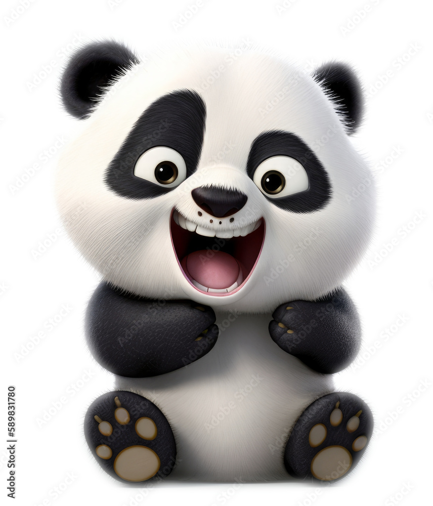 Happy baby panda in cartoon style. Generative AI Happy baby panda in cartoon style. Generative AI