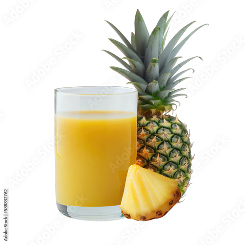 pineapple juice , isolated on transparent background cutout , generative ai