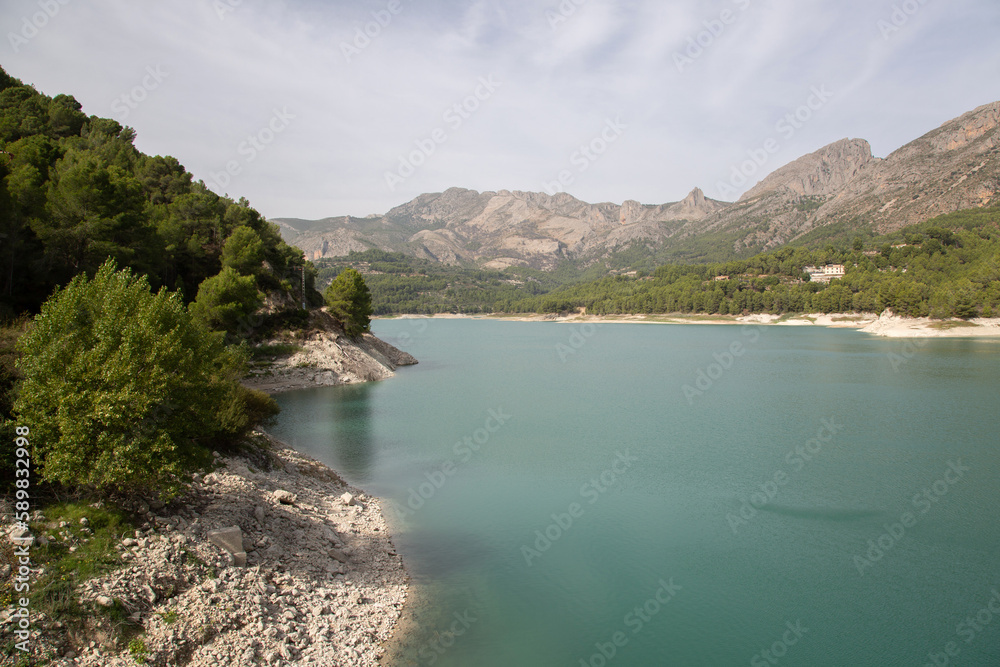 Blue Water at Aixorta Mountain Range and Reservoir; Guadalest; Alicante; Spain