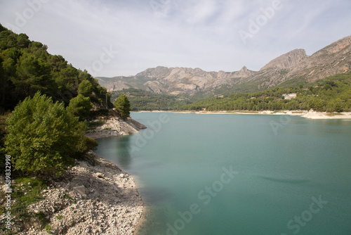 Obraz na płótnie Blue Water at Aixorta Mountain Range and Reservoir; Guadalest; Alicante; Spain w salonie