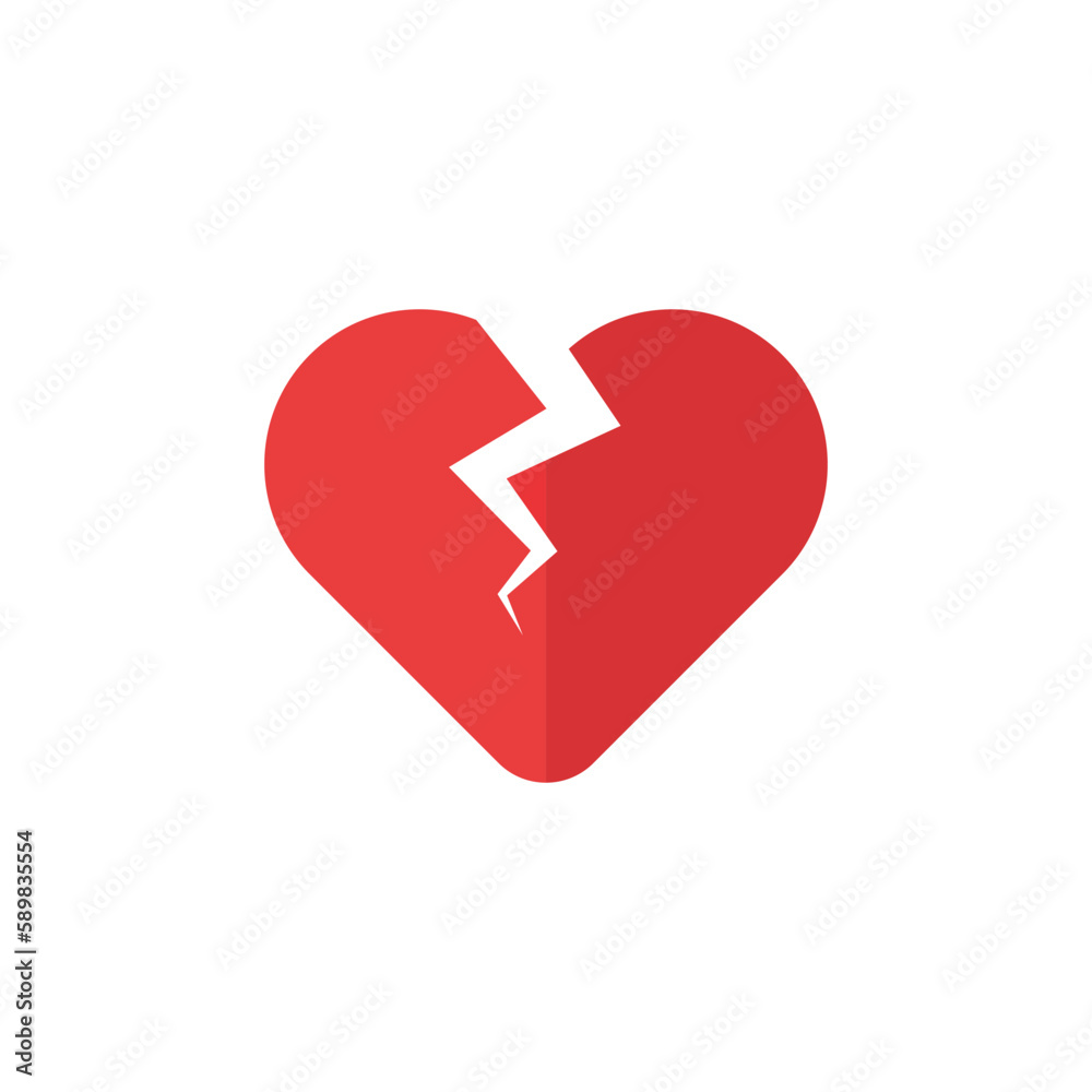 Broken heart flat vector icon Broken heart flat vector icon