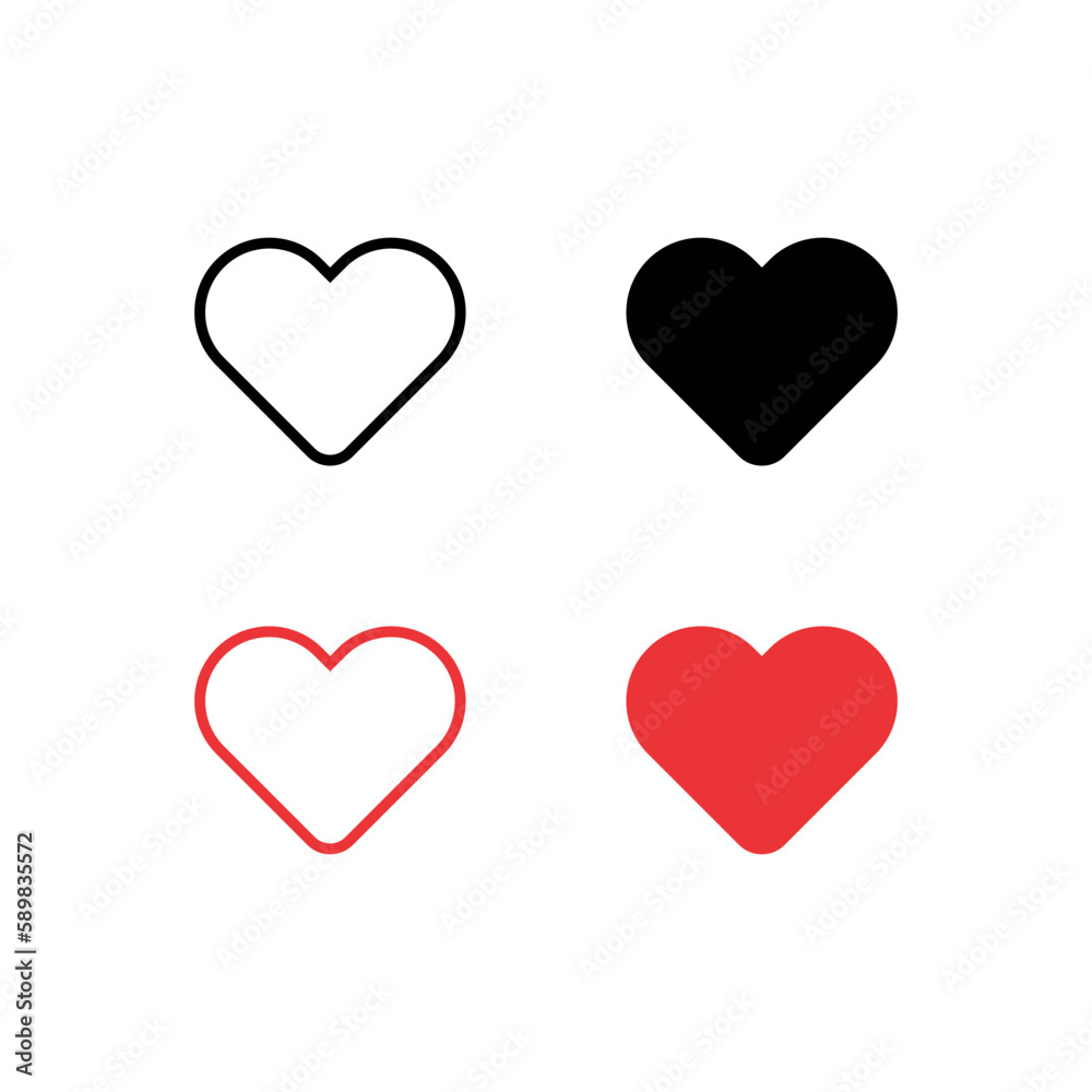 Heart vector icons for apps and web sites Heart vector icons for apps and web sites