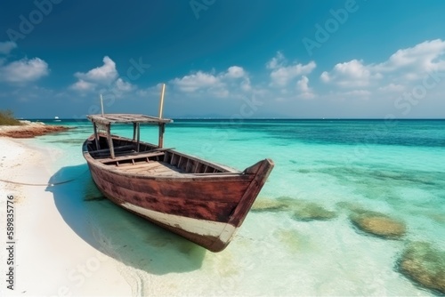 Fishing Boat on the Shore in Maldives