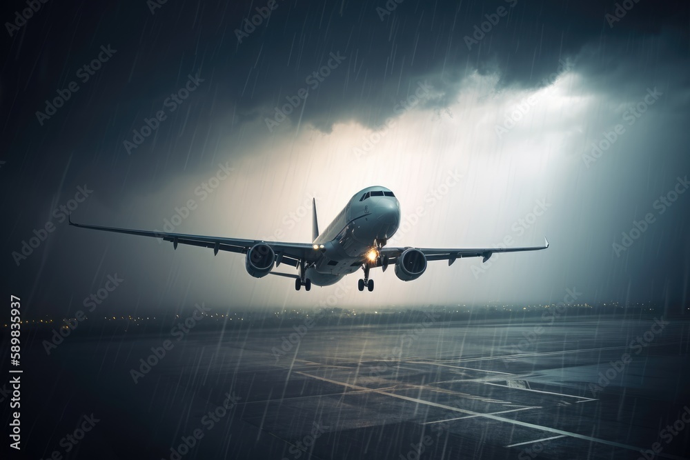 Plane Flying during Storm