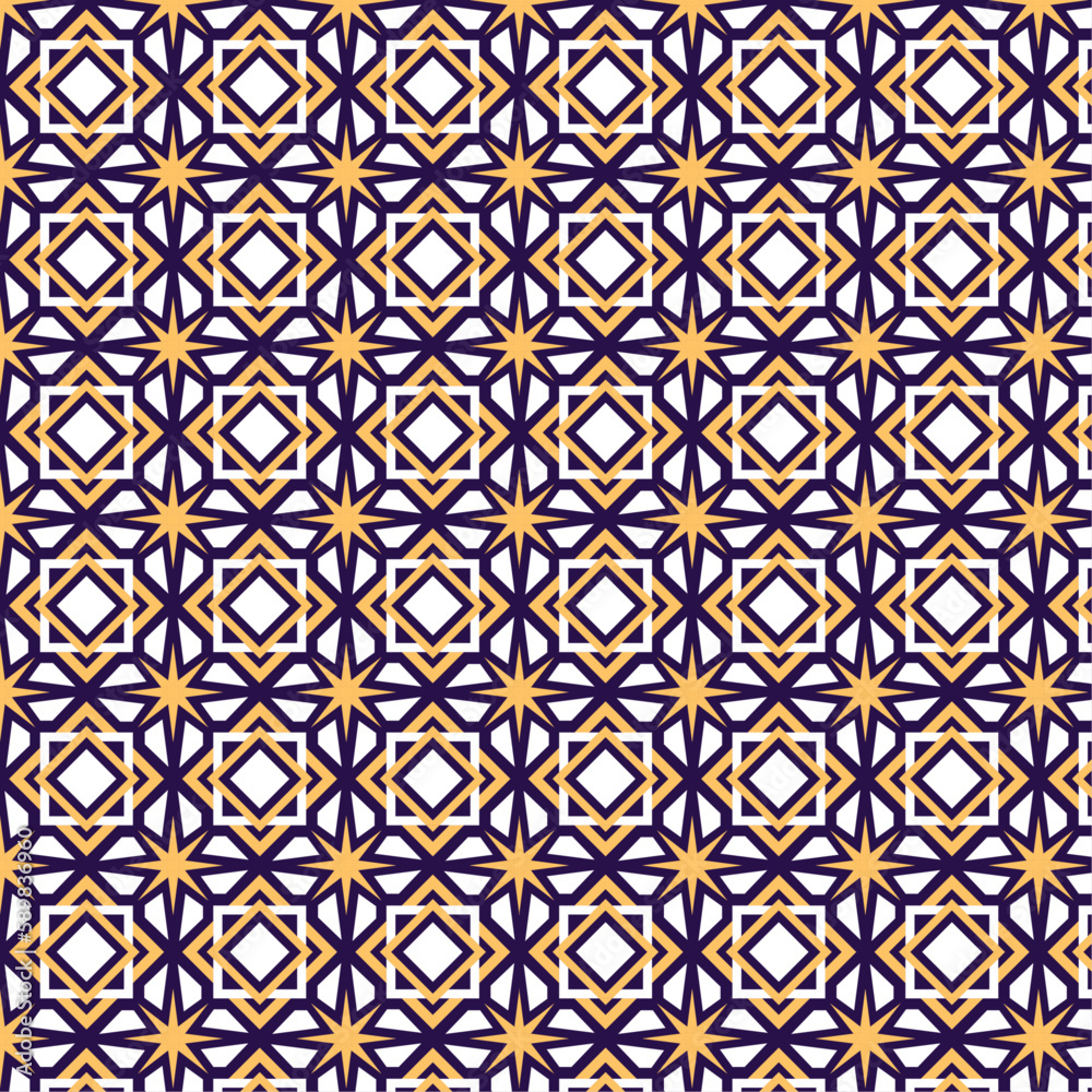 Ramadan Arabic seamless pattern with yellow and white shapes vector design