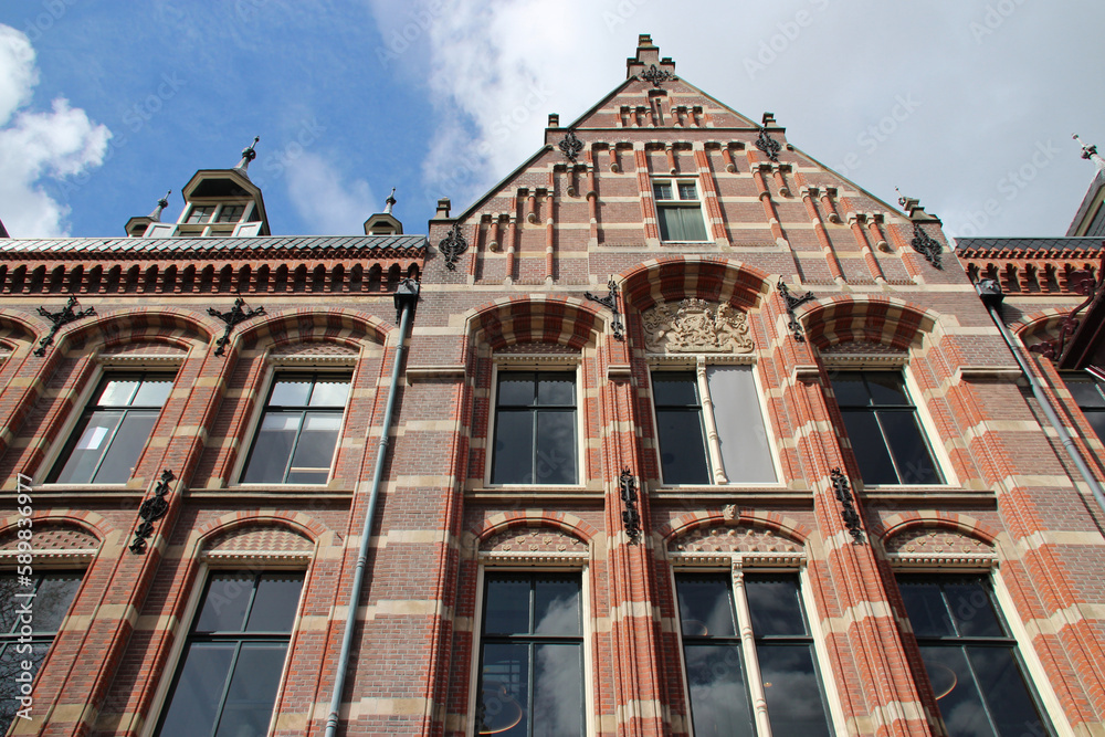 old brick building (bushuis / university) in amsterdam (the netherlands) 
