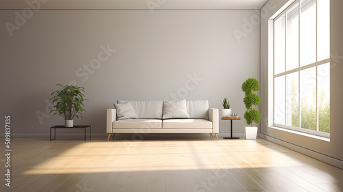 home building interior with white sofa. Generative AI