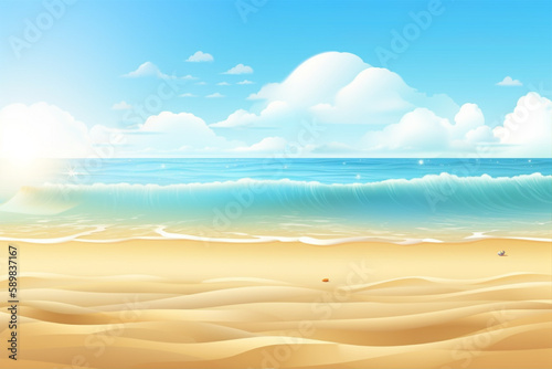 Summer beach background with shells, generative ai 
