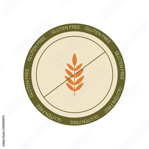 Gluten free sticker.
The label is gluten free. Icon of healthy food, diet, vegan menu.
EPS 10 vector icon.