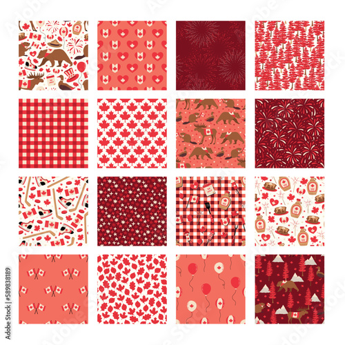 Canada day holiday seamless pattern vector