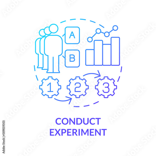 Conduct experiment blue gradient concept icon. Studying activity. Causal research strategy abstract idea thin line illustration. Isolated outline drawing. Myriad Pro-Bold font used
