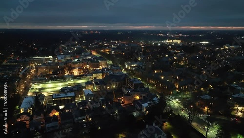 Wallpaper Mural Aerial view of a dark sunrise sky over the illuminated skyline of Princeton, New Jersey, USA Torontodigital.ca