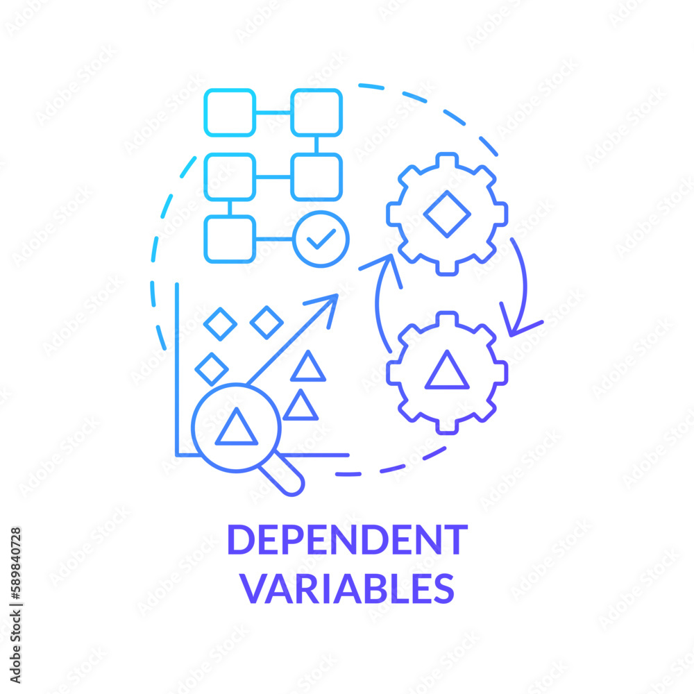 Dependent variables blue gradient concept icon. Causal research changeable and principles abstract idea thin line illustration. Isolated outline drawing. Myriad Pro-Bold font used Dependent variables blue gradient concept icon. Causal research changeable and principles abstract idea thin line illustration. Isolated outline drawing. Myriad Pro-Bold font used