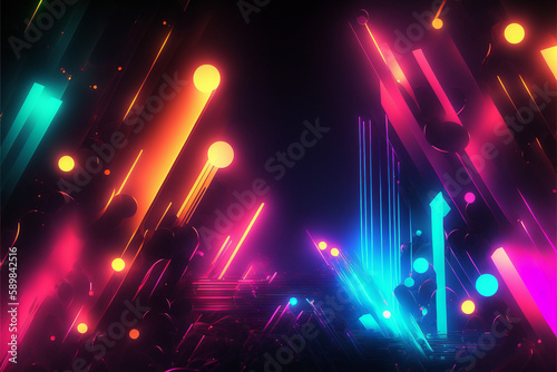 Abstract background with glowing neon lines for a visually stunning and modern aesthetic, Generative AI © RAVI