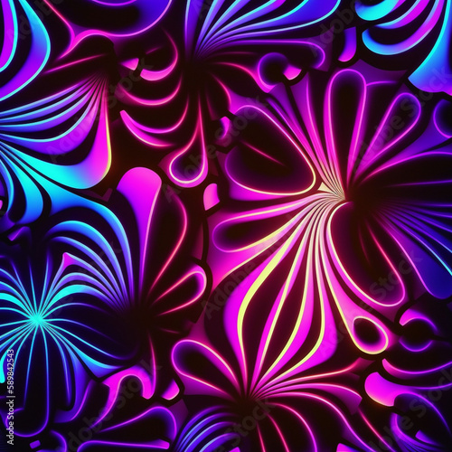 Abstract background with glowing neon lines for a visually stunning and modern aesthetic, Generative AI © RAVI