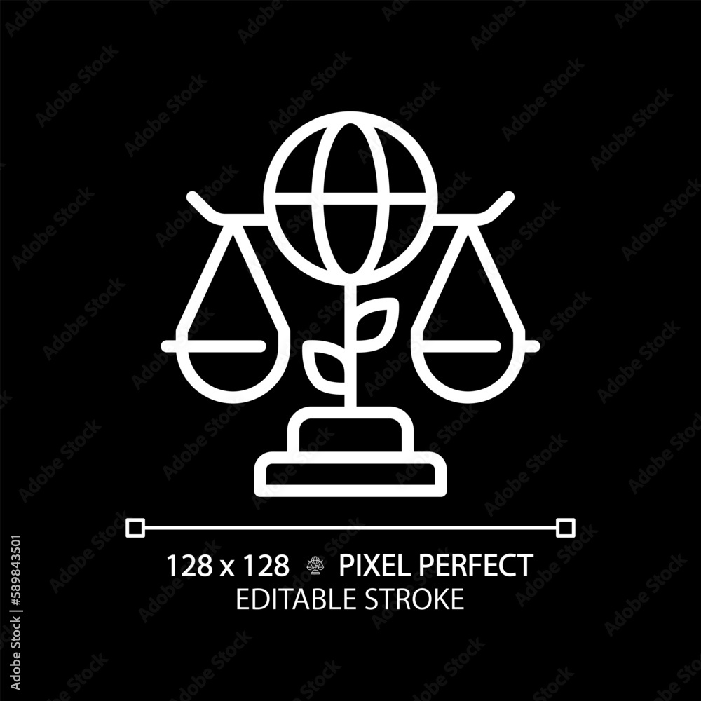 Environmental law pixel perfect white linear icon for dark theme ...