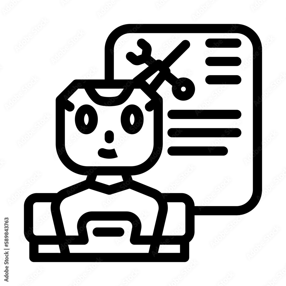 service chat bot line icon vector illustration