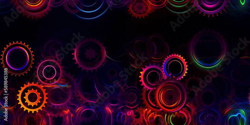 ai-generated tileable pattern of Luminous gears of a gearbox