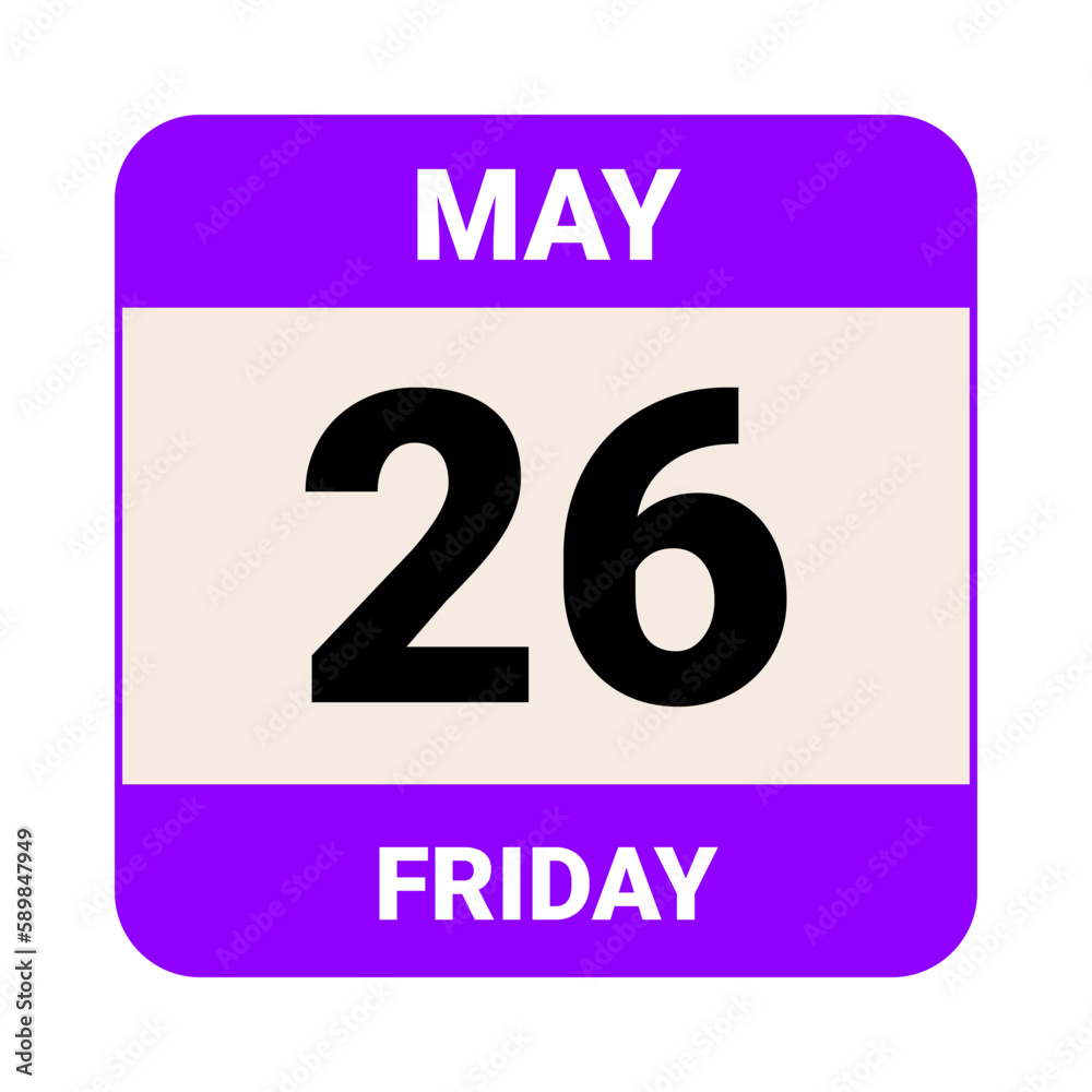 26 May, Friday. Date template. Useful design for calendar or event promotion. Vector illustration EPS 10 File. 26 May, Friday. Date template. Useful design for calendar or event promotion. Vector illustration EPS 10 File.