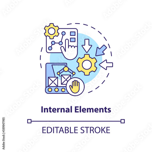 Internal elements concept icon. Changeover process. Setup time reduction. SMED method abstract idea thin line illustration. Isolated outline drawing. Editable stroke. Arial  Myriad Pro-Bold fonts used