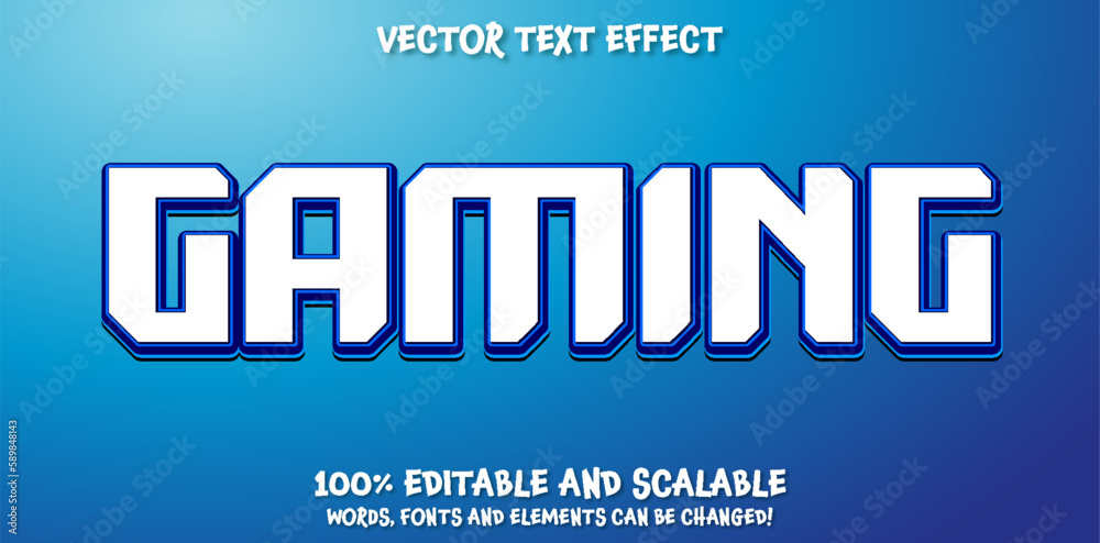 Gaming blue white style editable text effect