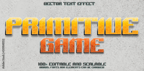 Primeval game text, primitive style editable text effect