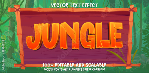 Jungle adventure cartoon game 3d editable text effect