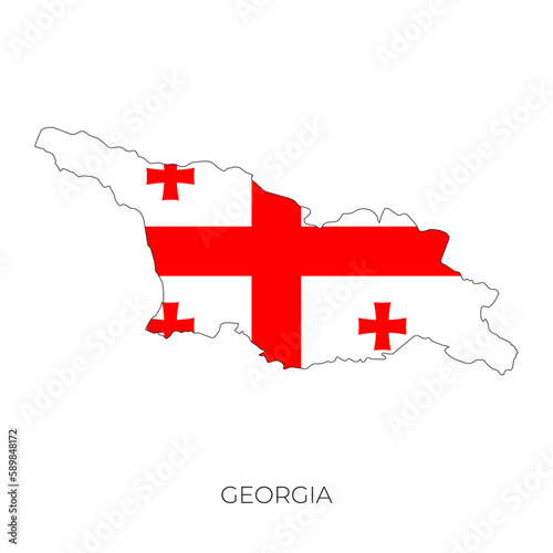 Georgia map and flag. Detailed silhouette vector illustration	