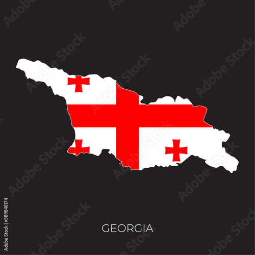 Georgia map and flag. Detailed silhouette vector illustration	