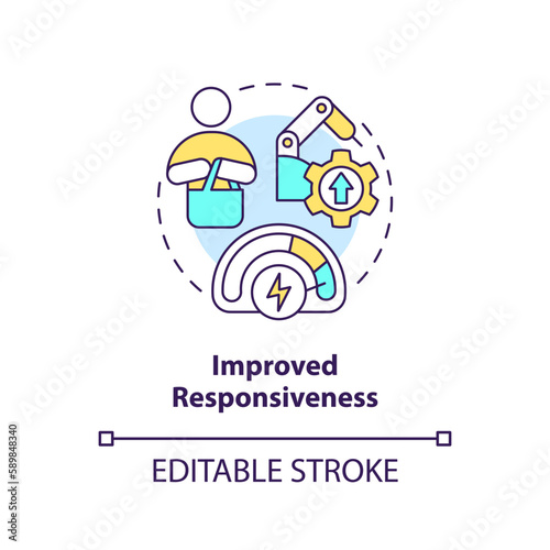 Improved responsiveness concept icon. Customer demand. Reducing setup time abstract idea thin line illustration. Isolated outline drawing. Editable stroke. Arial, Myriad Pro-Bold fonts used