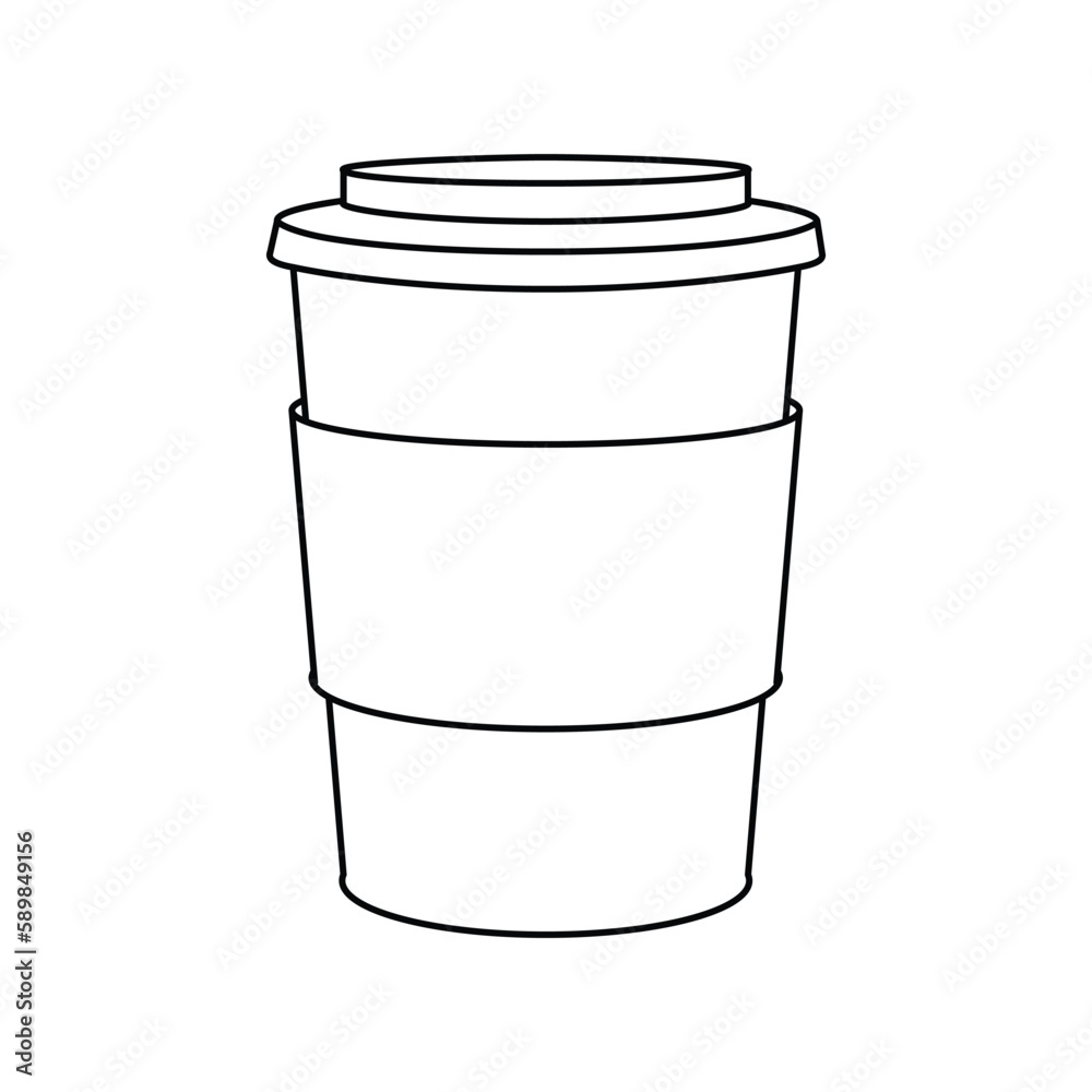 Vector icon of coffee cup takeaway. Paper mug flat emblem, badge ...